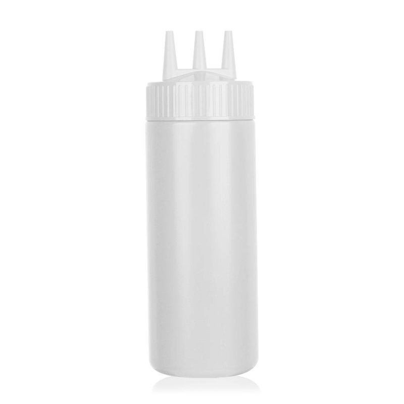 beyonday Seasoning Squeeze Bottles, 3 Hole Ketchup Mustard Dressing Squeeze Squirt Bottles, Salad Sauce Condiment Cream Squeeze Bottles for Kitchen Restaurant Bakery (24oz, White) - Image 1